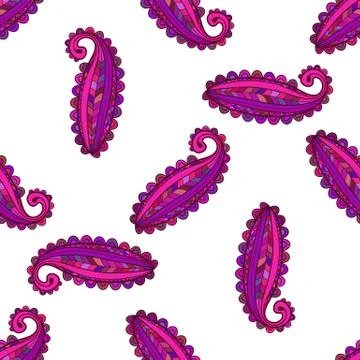 Seamless pattern of colorful paisley Stock Illustration