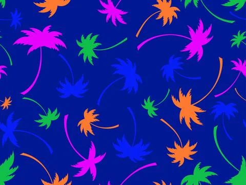 Seamless pattern with colorful palm trees. Summer time, wallpaper with trop.. Stock Illustration