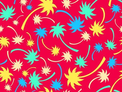 Seamless pattern with colorful palm trees. Summer time, wallpaper with trop.. Stock-Illustration