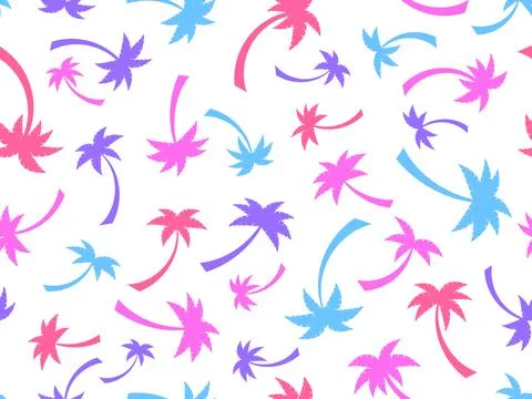 Seamless pattern with colorful palm trees. Summer time, wallpaper with trop.. Stock Illustration