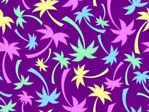Seamless pattern with colorful palm trees. Summer time, wallpaper with trop.. Stock Illustration