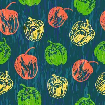 Seamless pattern with colorful paprika Stock Illustration