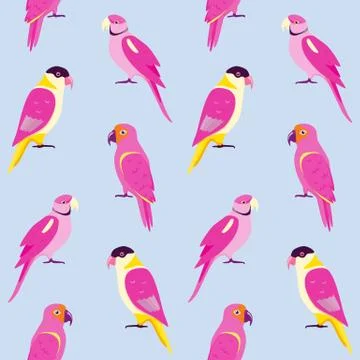 Seamless pattern with colorful parrots Illustrazione stock