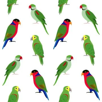 Seamless pattern with colorful parrots Illustrazione stock
