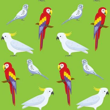 Seamless pattern with colorful parrots Illustrazione stock