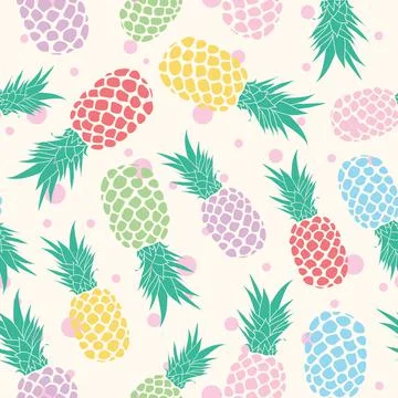 Seamless pattern with colorful pineapples Stock Illustration
