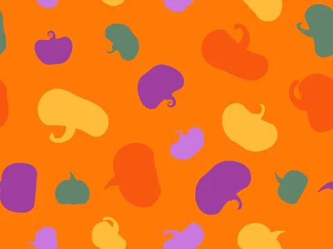 Seamless pattern with colorful pumpkins on an orange background. Thanksgiving Stock Illustration