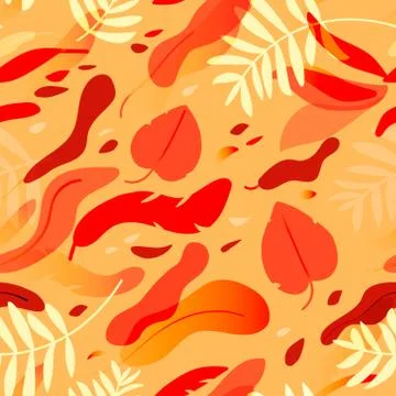 Seamless pattern with colorful red and yellow leaves. Stock Illustration