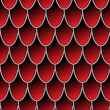 Seamless pattern of colorful red dragon skin, fish scales vector background Stock Illustration