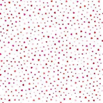 Seamless pattern with colorful red hearts on white background. Vector illustr Stock Illustration