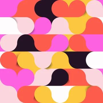 Seamless pattern, colorful retro circle shape with shadow イラスト素材