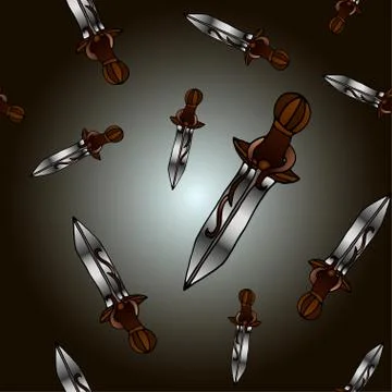 Seamless pattern with colorful ritual dagger on a white background. Stock Illustration