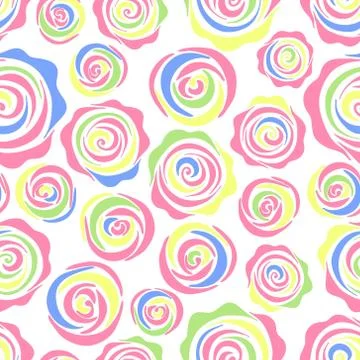 Seamless pattern with colorful roses on white background.Create gift packag.. Illustrazione stock