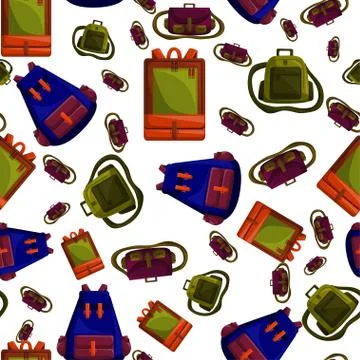 Seamless Pattern with Colorful School Bag Vector Illustrazione stock