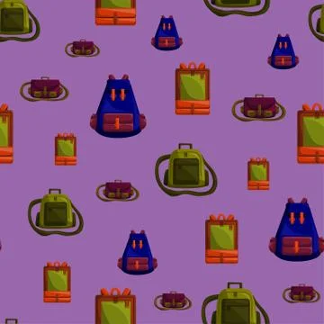 Seamless Pattern with Colorful School Bag Vector Stock Illustration