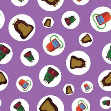 Seamless Pattern with Colorful School Bag Vector Stock Illustration