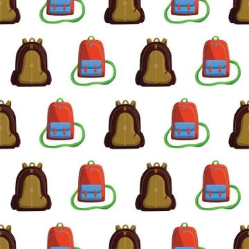 Seamless Pattern with Colorful School Bag Vector Stock Illustration