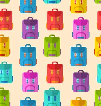 Seamless Pattern with Colorful School Rucksacks Stock Illustration