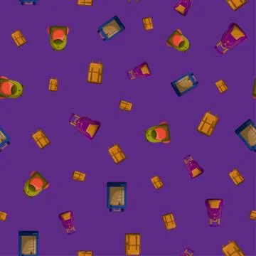 Seamless Pattern with Colorful School Rucksacks Vector 스톡 일러스트