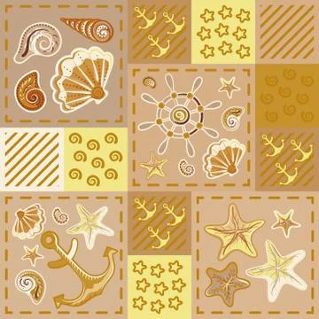 Seamless pattern with colorful sea creatures. Ocean element, baby decorative 스톡 일러스트