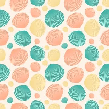 Seamless pattern with colorful seashells for wrapping paper, wallpaper, web.. Stock Illustration