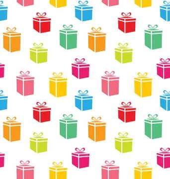 Seamless Pattern of Colorful Simple Gift Boxes Stock Illustration