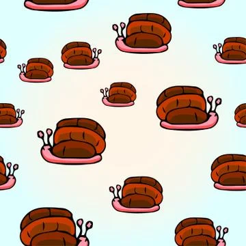 Seamless pattern with colorful snail. Stock Illustration