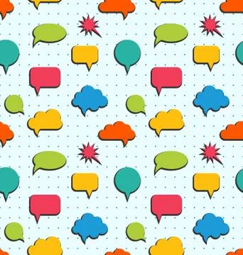 Seamless Pattern with Colorful Speech Bubbles 스톡 일러스트