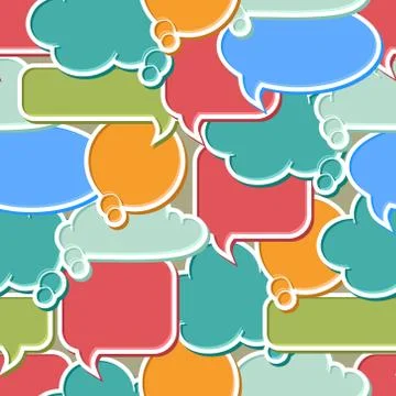 Seamless pattern of colorful speech bubbles and dialog balloons 스톡 일러스트