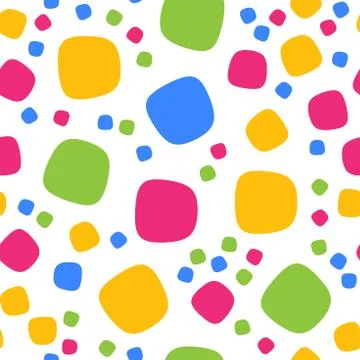 Seamless pattern with colorful squares and dots. Vector repeating texture. Stock Illustration