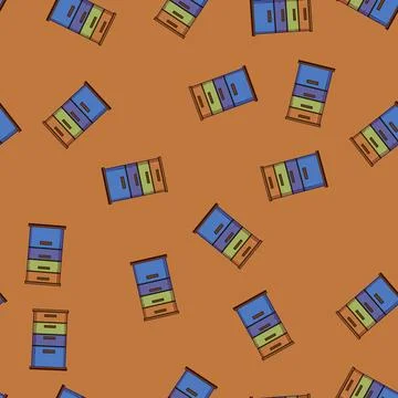 Seamless pattern Colorful stack with multiple storage drawers 库存插图