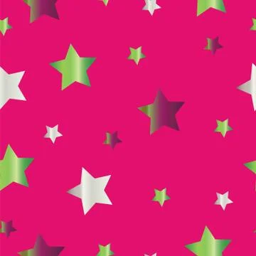 Seamless pattern with colorful stars vector on pink background Stock Illustration