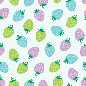 Seamless pattern with colorful strawberries Stock Illustration