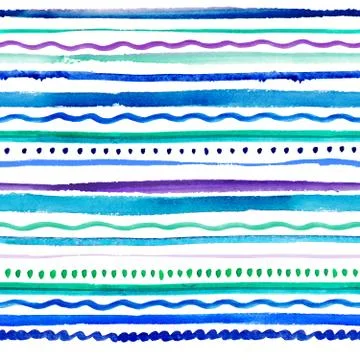 Seamless pattern with colorful stripes, dots and waves Stock Illustration