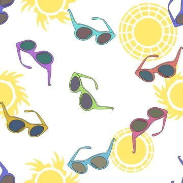 Seamless pattern with colorful sunglasses. Glasses pattern. Stock Illustration