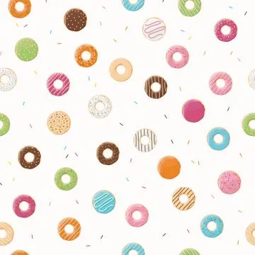 Seamless pattern with colorful tasty glossy donuts Stock Illustration