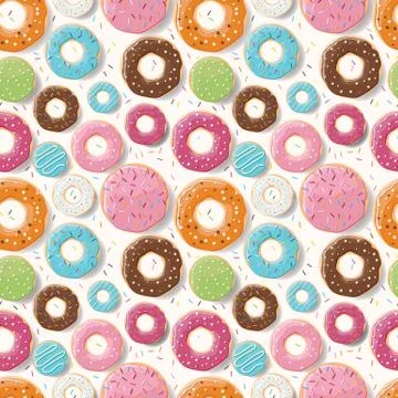Seamless pattern with colorful tasty glossy donuts Stock Illustration