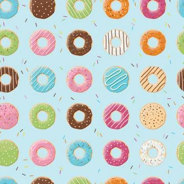Seamless pattern with colorful tasty glossy donuts Stock Illustration