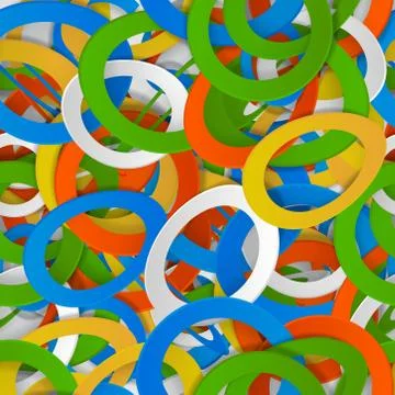 Seamless pattern of colorful three-dimensional rings Stock Illustration