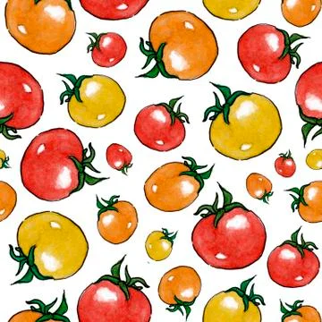 Seamless pattern with colorful tomatoes Stock Illustration
