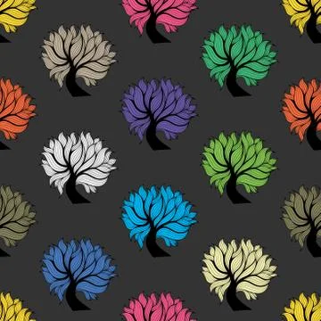 Seamless pattern, colorful tree Stock Illustration