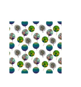 Seamless pattern with colorful trees Stock Illustration