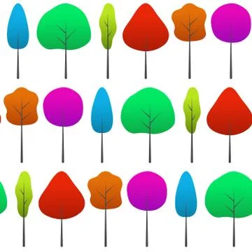 Seamless pattern with colorful trees Stock Illustration