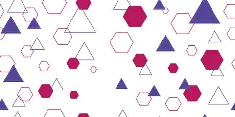 Seamless pattern from colorful triangles and hexagons. Cropped shapes. Stock Illustration