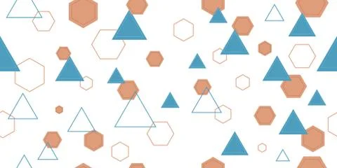 Seamless pattern from colorful triangles and hexagons. Cropped shapes. Stock Illustration