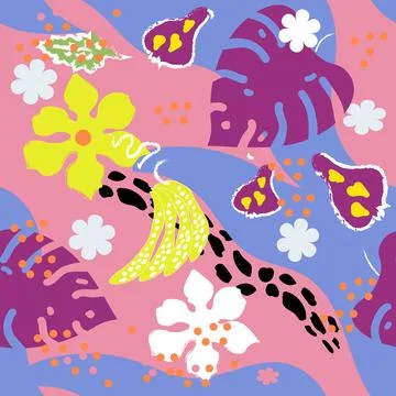 Seamless pattern colorful  tropical exotic.Vector illustration for textile,paper Stock Illustration
