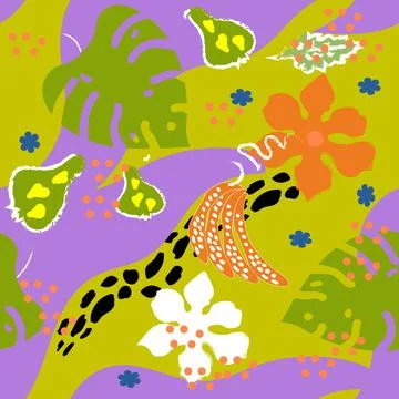 Seamless pattern colorful  tropical exotic.Vector illustration for textile,paper Stock Illustration