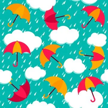 Seamless pattern with colorful umbrellas Stock Illustration