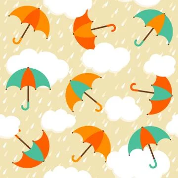 Seamless pattern with colorful umbrellas Stock Illustration
