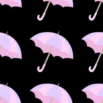 Seamless pattern with colorful Umbrellas. Open umbrellas. Various prints. Hand Stock Illustration